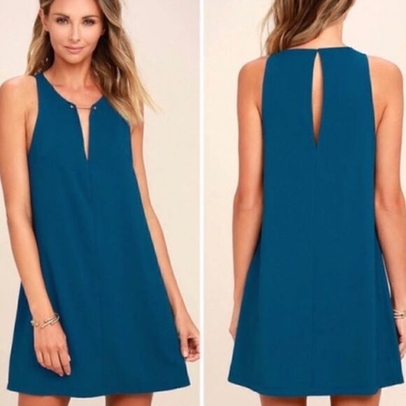 Lulus Blue Barbel Shift Mini Dress NEW - Picture 1 of 11
